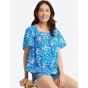 Draper James Size Large Maren Top in Bluebell Shadow Floral‎ EUC